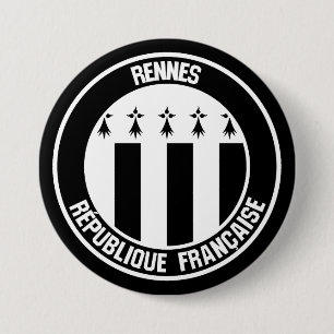 Rennes Round Emblem Ronde Button 7,6 Cm