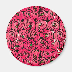 Rennie Mackintosh Roos Art Nouveau Bloemmotief  Magneet