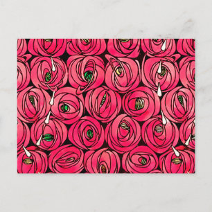 Rennie Mackintosh Roos Art Nouveau Bloempatroon  Briefkaart