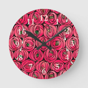 Rennie Mackintosh Roos Art Nouveau Bloempatroon Ronde Klok
