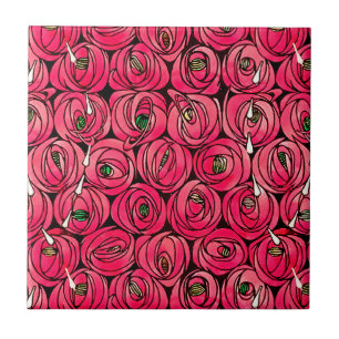 Rennie Mackintosh Roos Art Nouveau Bloempatroon Tegeltje