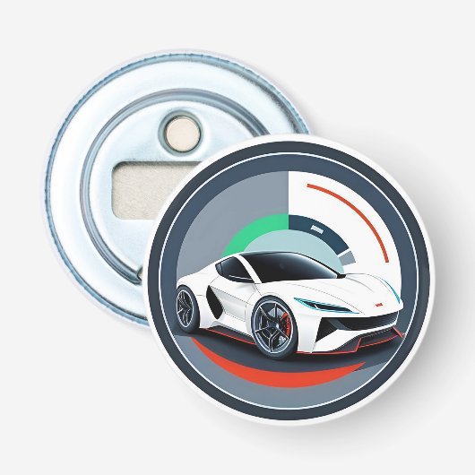 Rennwagen met dynamisch ontwerp button flesopener (Voorkant)