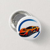 Rennwagen met dynamisch ontwerp ronde button 3,2 cm (Voorkant /achterkant)