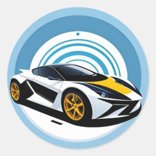 Rennwagen met dynamisch ontwerp ronde sticker