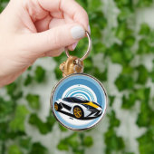 Rennwagen met dynamisch ontwerp sleutelhanger (Hand)