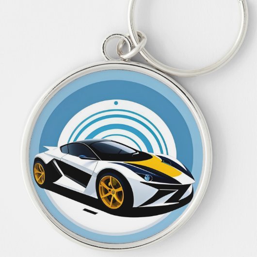 Rennwagen met dynamisch ontwerp sleutelhanger (Voorkant)