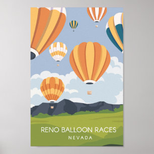Reno Balloon Race Nevada Travel Place Illustratie Poster