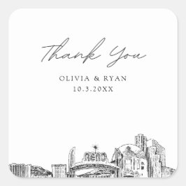 Reno bruiloft gunst dank u vierkante sticker