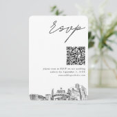 Reno Bruiloft RSVP QR Code Kleine Behuizing Kaart (Staand voorkant)