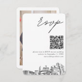 Reno Bruiloft RSVP QR Code Kleine Behuizing Kaart (Voorkant / Achterkant)