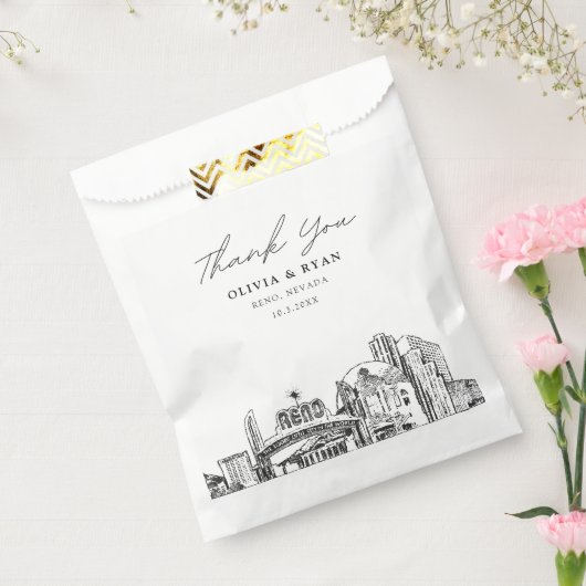 Reno bruiloft skyline gepersonaliseerd centrum bedankzakje (Gezegeld)