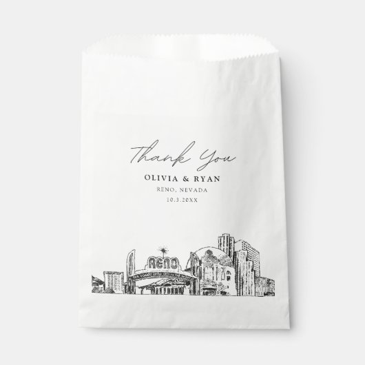 Reno bruiloft skyline gepersonaliseerd centrum bedankzakje (Voorkant)
