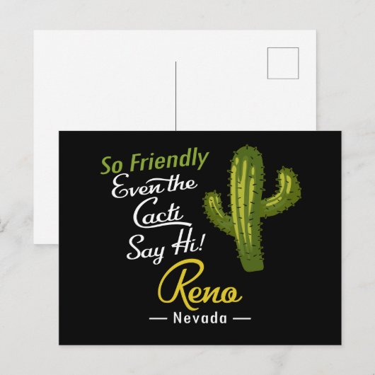 Reno Cactus Funny Retro Briefkaart (Voorkant / Achterkant)