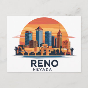 Reno City Nevada silhouet Briefkaart