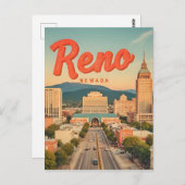 Reno City Nevada vintage skyline Briefkaart (Voorkant / Achterkant)