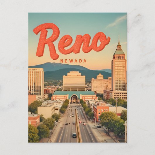 Reno City Nevada vintage skyline Briefkaart (Voorkant)