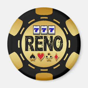 RENO GOLD EN BLACK POKER CHIP MAGNEET