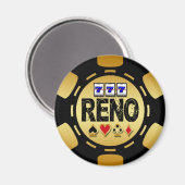 RENO GOUDEN EN ZWARTE POKER CHIP MAGNEET (Voorkant / Achterkant)