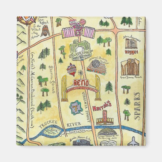 Reno-kaart Magneet (Voorkant)