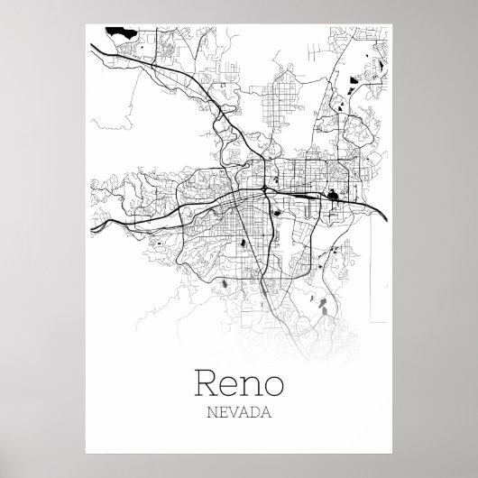 Reno Map - Nevada - City Map Poster (Voorkant)