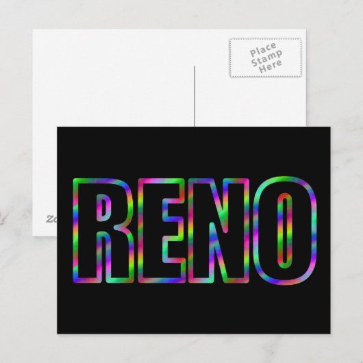 RENO Neon Briefkaart (Voorkant / Achterkant)