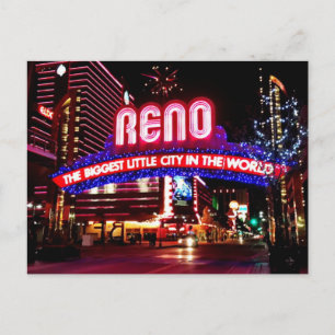 Reno, Nevada bij het Briefkaart van 's nachts