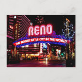 Reno, Nevada bij het Briefkaart van 's nachts (Voorkant)