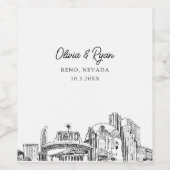 Reno Nevada bruiloft gepersonaliseerde wijn label Wijn Etiket (Enkel label)
