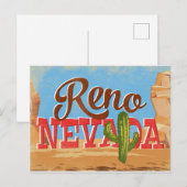 Reno Nevada Cartoon Desert Vintage Travel Briefkaart (Voorkant / Achterkant)