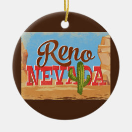 Reno Nevada Cartoon Desert Vintage Travel Keramisch Ornament