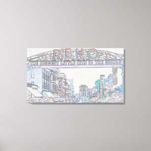 RENO NEVADA  COLORFUL Neon Art Canvas Afdruk
