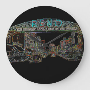 RENO NEVADA  COLORFUL Neon Art Grote Klok