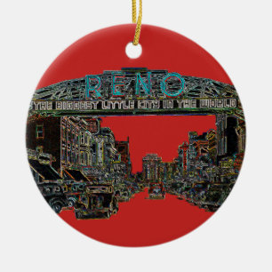RENO NEVADA  COLORFUL Neon Art Keramisch Ornament