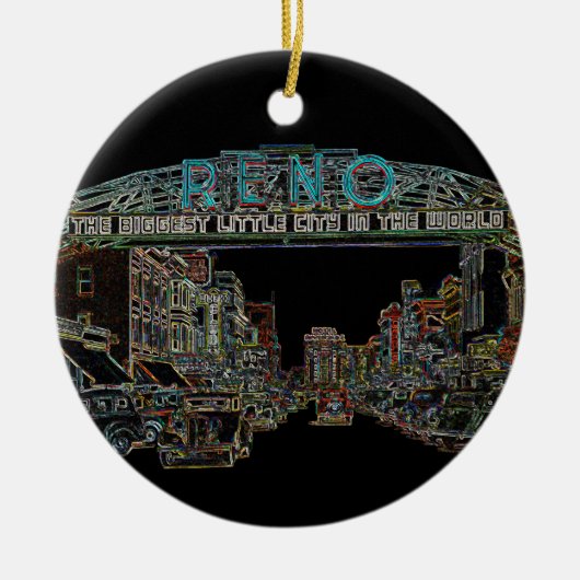 RENO NEVADA  COLORFUL Neon Art Keramisch Ornament (Voorkant)