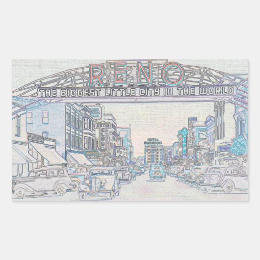 RENO NEVADA COLORFUL Neon Art Rechthoekige Sticker (Voorkant)