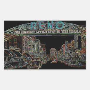 RENO NEVADA  COLORFUL Neon Art Rechthoekige Sticker