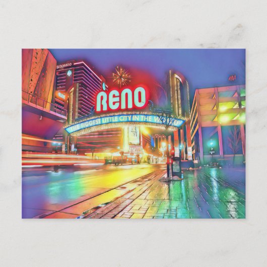Reno Nevada Colorful Virginia Street Briefkaart (Voorkant)