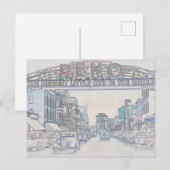 RENO NEVADA  COLORFUL WATERVERF ART neon Briefkaart (Voorkant / Achterkant)