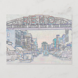 RENO NEVADA  COLORFUL WATERVERF ART neon Briefkaart