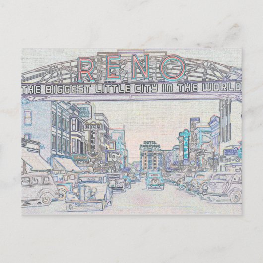 RENO NEVADA  COLORFUL WATERVERF ART neon Briefkaart (Voorkant)