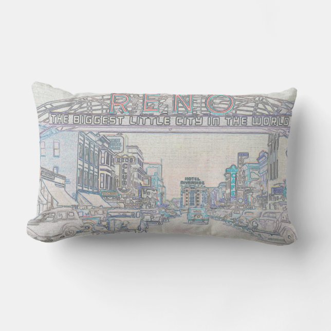 RENO NEVADA  COLORFUL WATERVERF ART neon Buitenkussen (Voorkant)