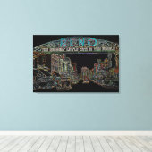 RENO NEVADA COLORFUL WATERVERF ART neon Canvas Afdruk (Insitu (Houten vloer))