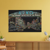RENO NEVADA COLORFUL WATERVERF ART neon Canvas Afdruk (Insitu (Woonkamer))