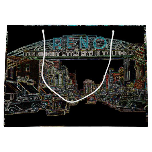 RENO NEVADA  COLORFUL WATERVERF ART neon Groot Cadeauzakje (Voorkant)