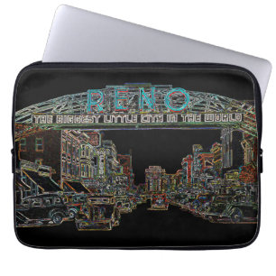 RENO NEVADA  COLORFUL WATERVERF ART neon Laptop Sleeve