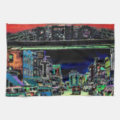 RENO NEVADA  COLORFUL WATERVERF ART. THEEDOEK (Horizontaal)