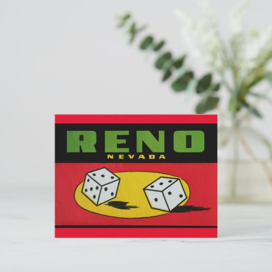 Reno Nevada Dice vintage Briefkaart (Staand voorkant)