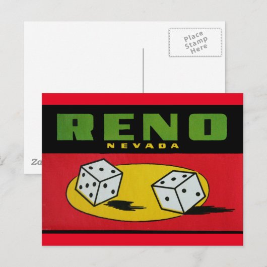 Reno Nevada Dice vintage Briefkaart (Voorkant / Achterkant)