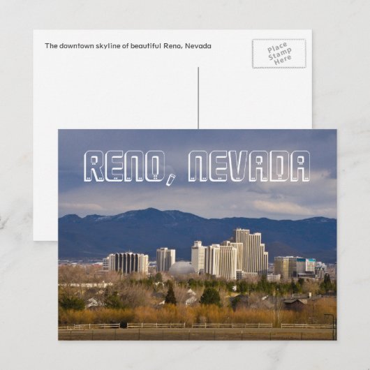 Reno Nevada Downtown Skyline Briefkaart (Voorkant / Achterkant)