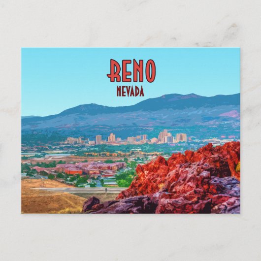 Reno Nevada Downtown Vintage Briefkaart (Voorkant)
